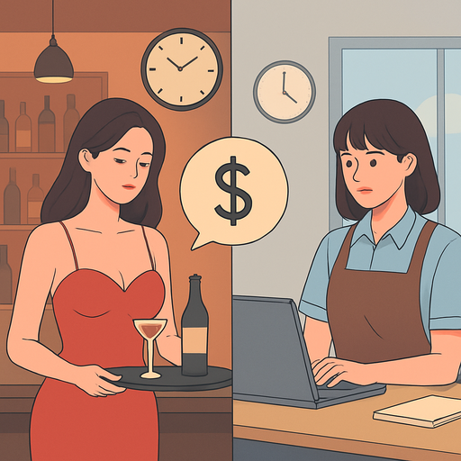 유흥업소 아르바이트 근무 시간과 시급 비교 이미지